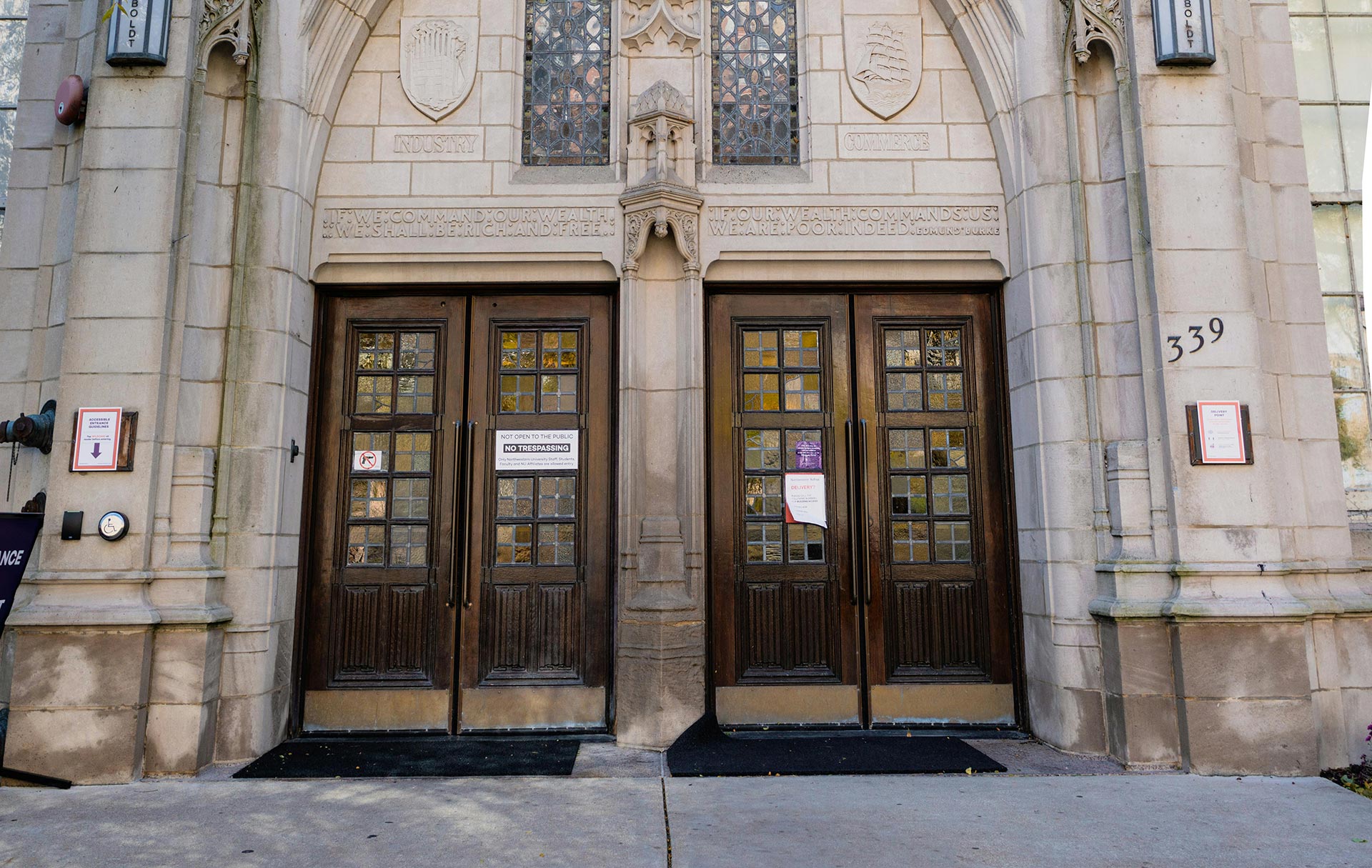 closed-college Closed double doors at a university